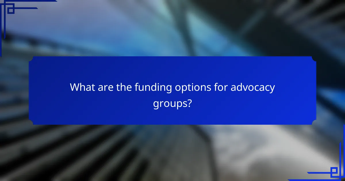 What are the funding options for advocacy groups?