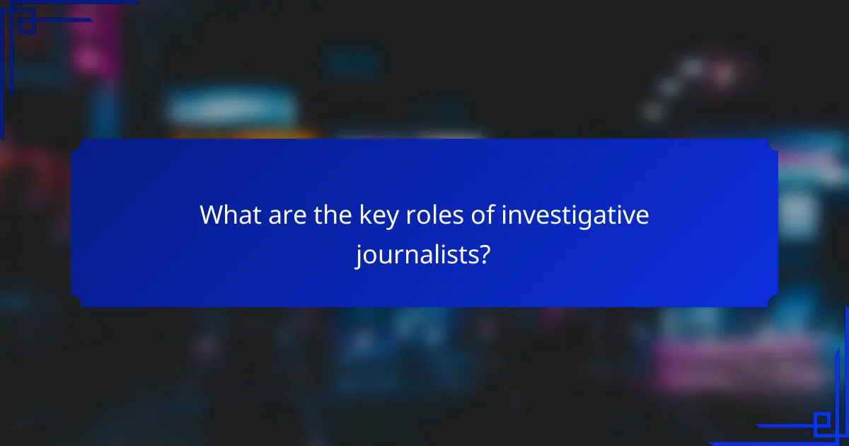 What are the key roles of investigative journalists?